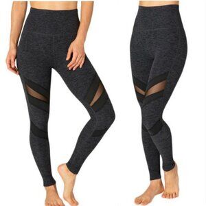 Beyond Yoga Gray Mesh Panel Slant Get Enough High Waisted Leggings